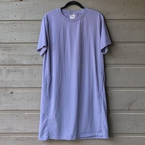 Kari Traa Slate Blue T-Shirt Dress 100% Cotton Pockets Crew Neck Size Medium